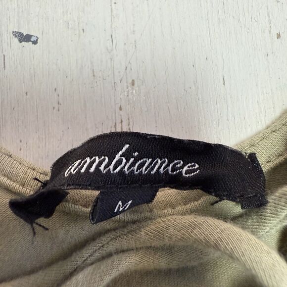 Ambiance Women's Size Medium Green Short Sleeve Lace Up Body Suit - Picture 14 of 16